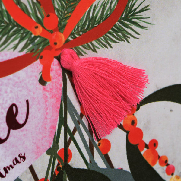 Christmas Card, Mistletoe, Fiancee, Merry Christmas, Tassel Embellished