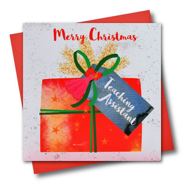 Christmas Card, Present, Merry Christmas, Teaching Assistant, Tassel Embellished