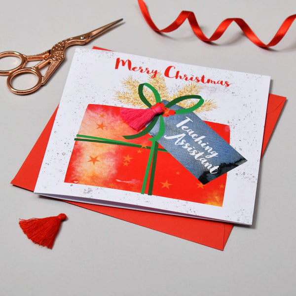 Christmas Card, Present, Merry Christmas, Teaching Assistant, Tassel Embellished