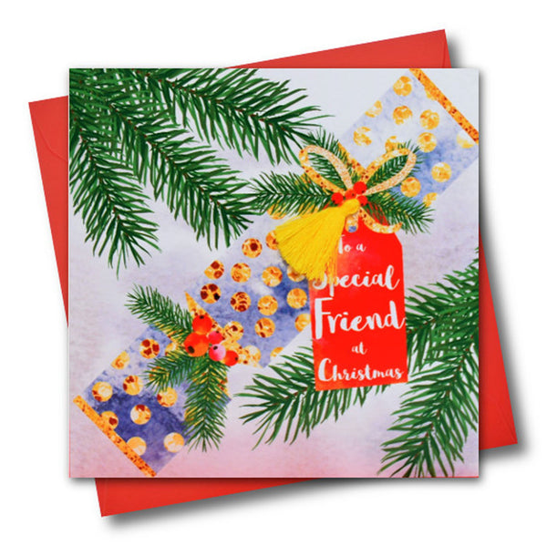 Christmas Card, Cracker, To a Special Friend at Christmas, Tassel Embellished