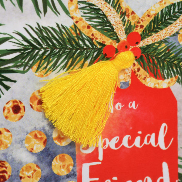 Christmas Card, Cracker, To a Special Friend at Christmas, Tassel Embellished