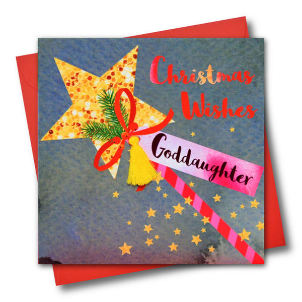 Christmas Card, Wand, Christmas Wishes, Goddaughter, Tassel Embellished