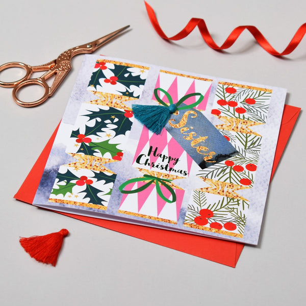 Christmas Card, Crackers, Sister, Happy Christmas, Tassel Embellished