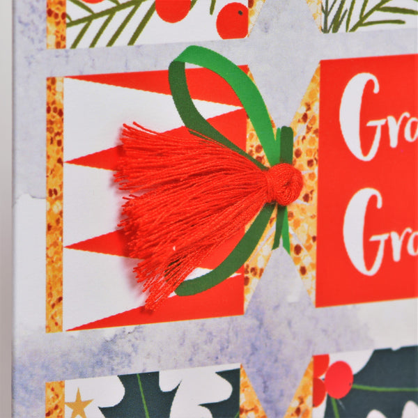 Christmas Card, Crackers, Grandma and Grandad, Tassel Embellished