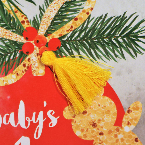 Christmas Card, Bauble, Baby's First Christmas, Tassel Embellished