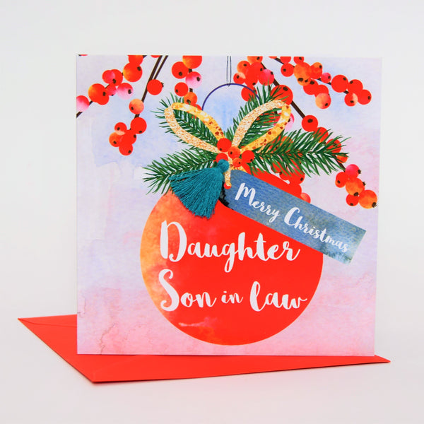 Christmas Card, Bauble, Daughter and son in law, Tassel Embellished