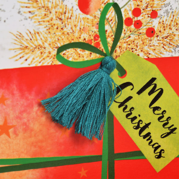 Christmas Card, Present, To both of you, merry Christmas , Tassel Embellished