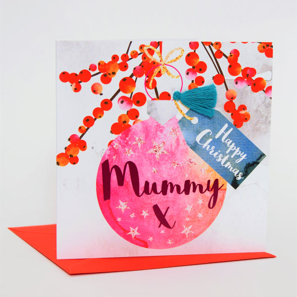 Christmas Card, Bauble, Happy Christmas, Mummy, Tassel Embellished