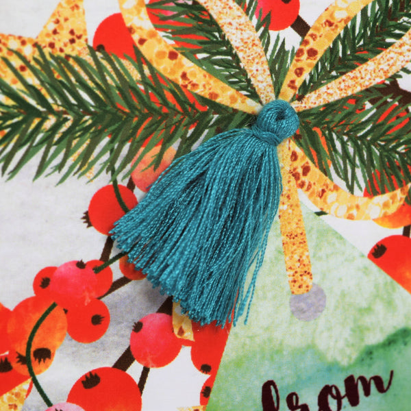 Christmas Card, Berries, From Across the Miles, Tassel Embellished