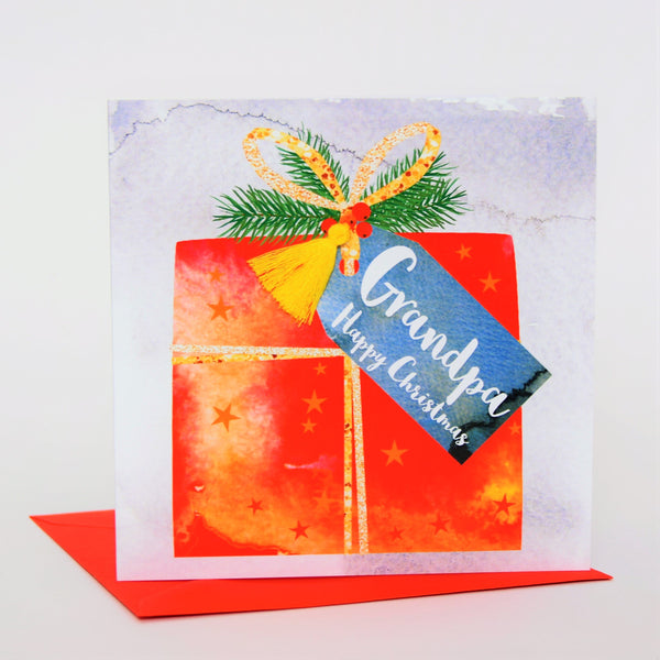 Christmas Card, Present, Grandpa, Happy Christmas, Tassel Embellished