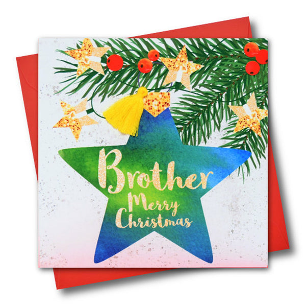 Christmas Card, Bauble, Brother, Merry Christmas, Tassel Embellished