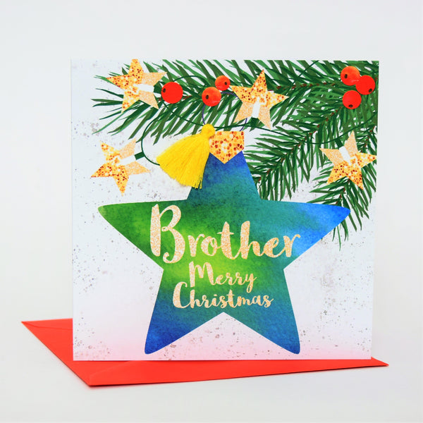 Christmas Card, Bauble, Brother, Merry Christmas, Tassel Embellished