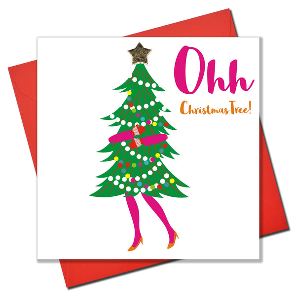 Christmas Card, Ohh Christmas Tree! Embellished with a shiny padded star