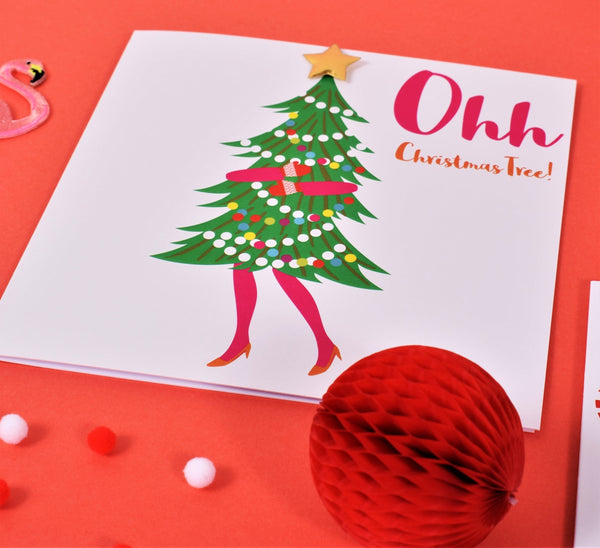 Christmas Card, Ohh Christmas Tree! Embellished with a shiny padded star