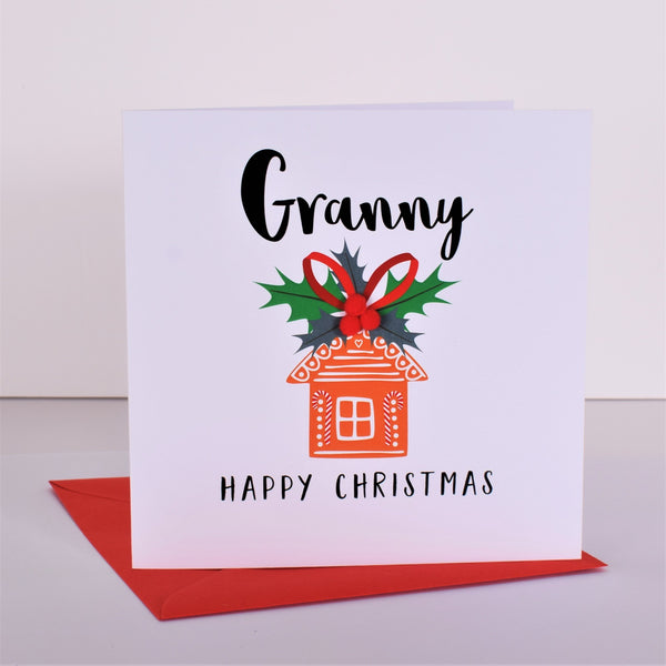 Christmas Card, Gingerbread House, Granny, Embellished with pompoms