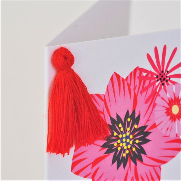 Welsh Valentine's Day Card, Heart Wreath, Loved You Then, Tassel Embellished