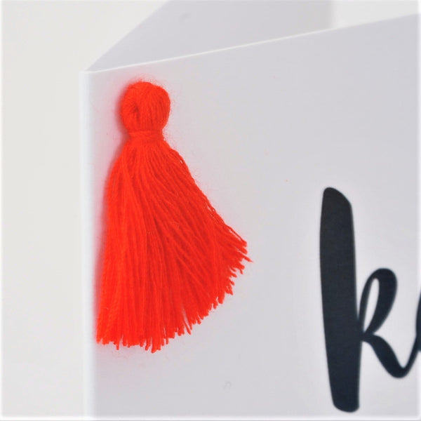 Valentine's Day Card, Paper Plane Kisses, Embellished with a colourful tassel