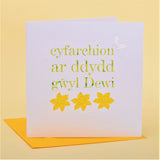 Saint Davids Day, Dydd Gwyl Dewi Hapus, embellished with a fabric butterfly