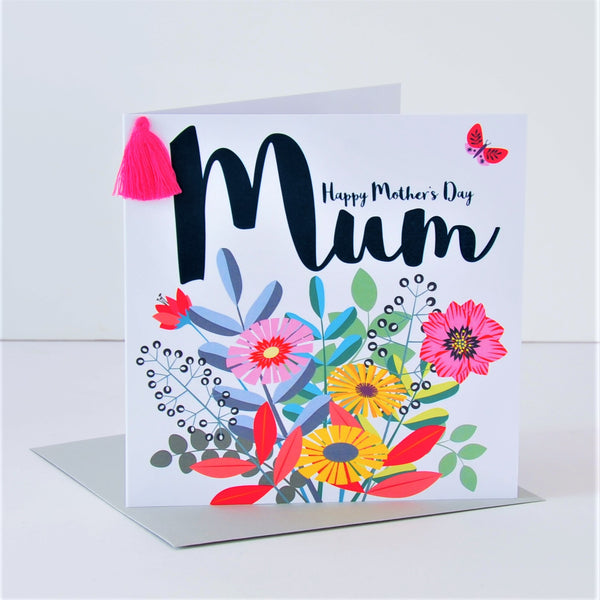 Mother's Day Card, Bouquet, Happy Mother's Day, Mum, Tassel Embellished