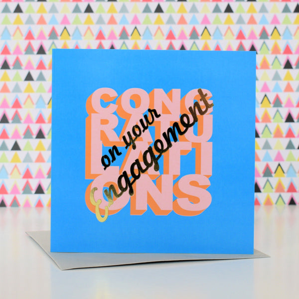 Engagement Card, Congratulations on your Engagemnet text with gold foil