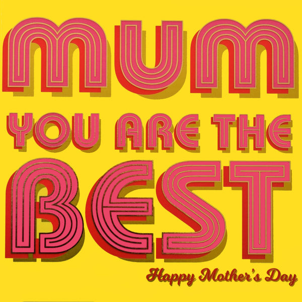 Mother's Day Card, Best Mum, text foiled in shiny gold