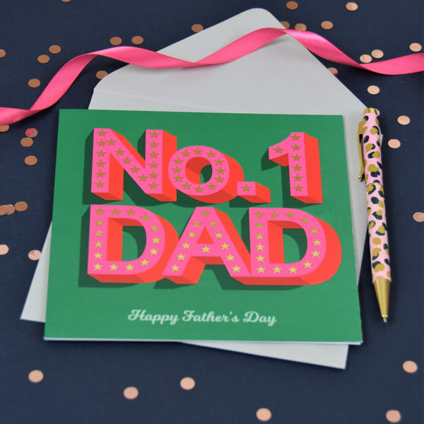 Father's Day Card, No. 1 Dad, text foiled in shiny gold