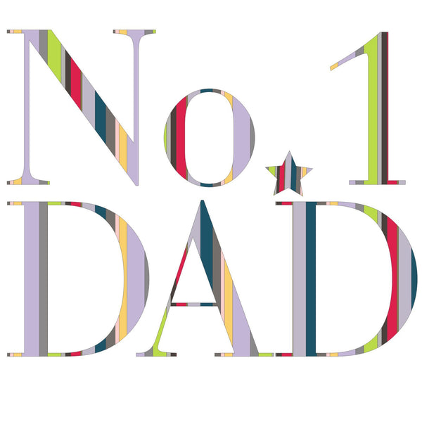 Father's Day Card, Colourful Text, No. 1 Dad