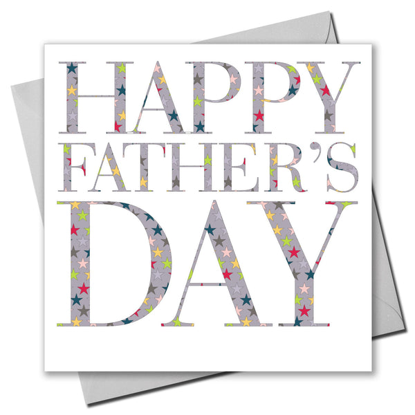 Father's Day Card, Star Text, Happy Father's Day