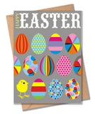 Easter Card, Easter Eggs and Chick, Happy Easter