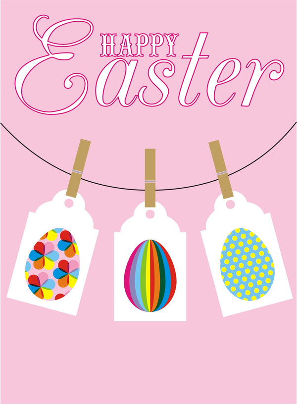 Easter Card, Easter eggs and pegs, Happy Easter