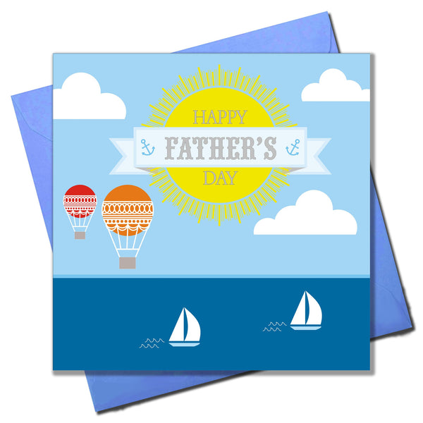 Father's Day Card, Boats and Balloons, Happy Father's Day