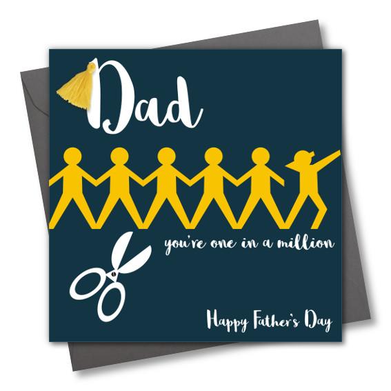 Father's Day Greeting Card, Dab Dad, Embellished with a colourful tassel
