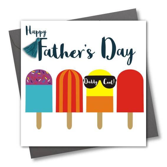 Father's Day Card, Ice Pops, Daddy Cool, Tassel Embellished