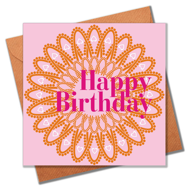 Birthday Card, Orange Lace, Happy Birthday