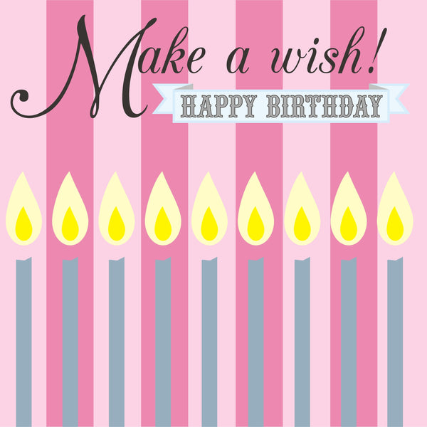 Birthday Card, Candles, Make a Wish! Happy Birthday