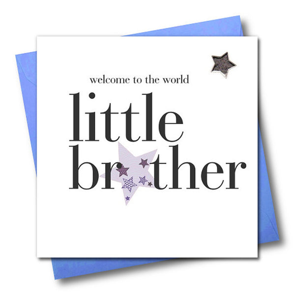 Baby Card, Welcome to the world little brother, Embellished with a padded star