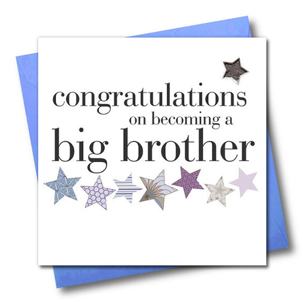Baby Card, Congratulations big brother, Embellished with a padded star