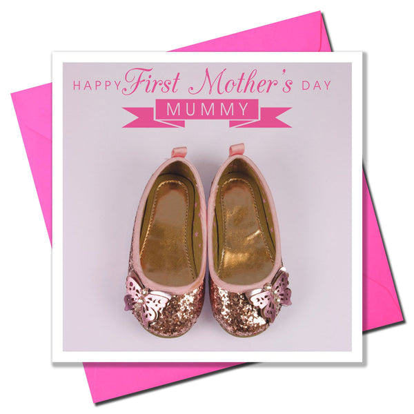 Mother's Day Card, Glitter Shoes, First Mother's Day