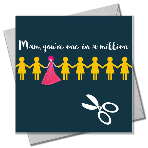 Birthday Card, Mam, One in a Million, Embellished with a tassel