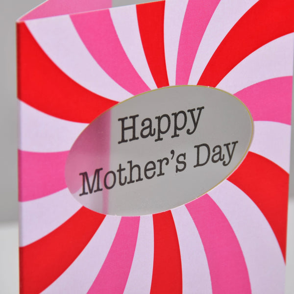 Mother's Day Card, Pink Spirals, Happy Mother's Day, See through acetate window