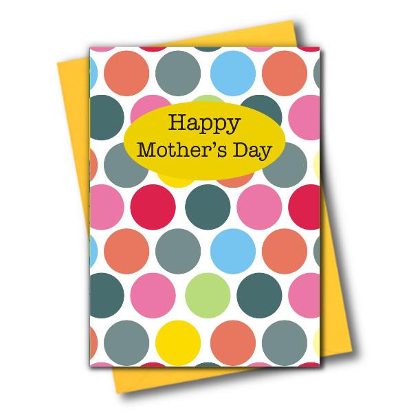 Mother's Day Card, Multicoloured Dots, See through acetate window
