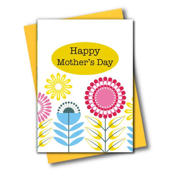 Mother's Day Card, Flowers, Happy Mother's Day, See through acetate window