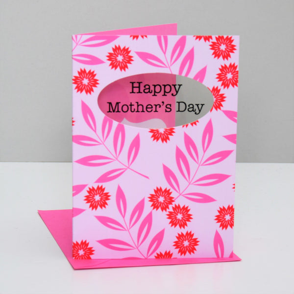 Mother's Day Card, Flowers and Leaves, See through acetate window