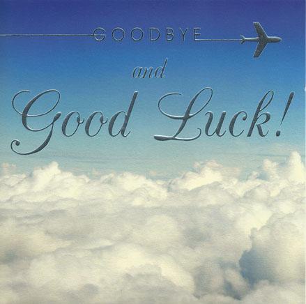 Goodbye & Good Luck Card, Blue Sky Horizon, Embossed and Foiled text