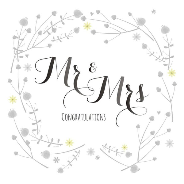 Wedding Card, Flowers, Mr & Mrs