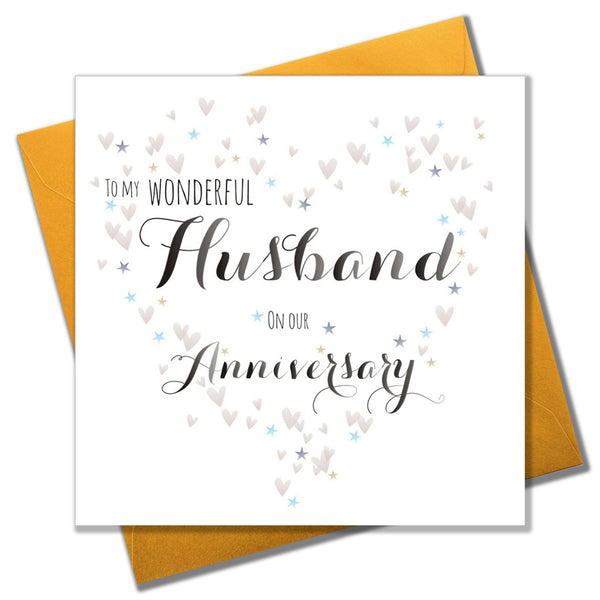 Wedding Card, Heart, Wonderful Husband Anniversary