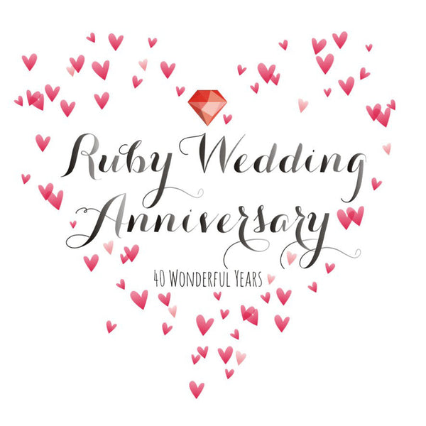 Wedding Card, Hearts, Ruby Wedding Anniversary