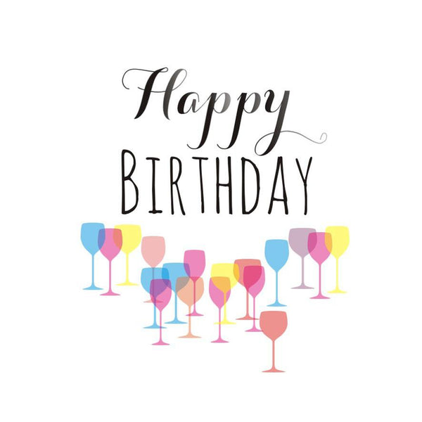 Birthday Card, Wine Glasses, Happy Birthday