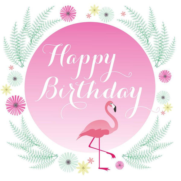 Birthday Card, Pink Flamingo, Happy Birthday