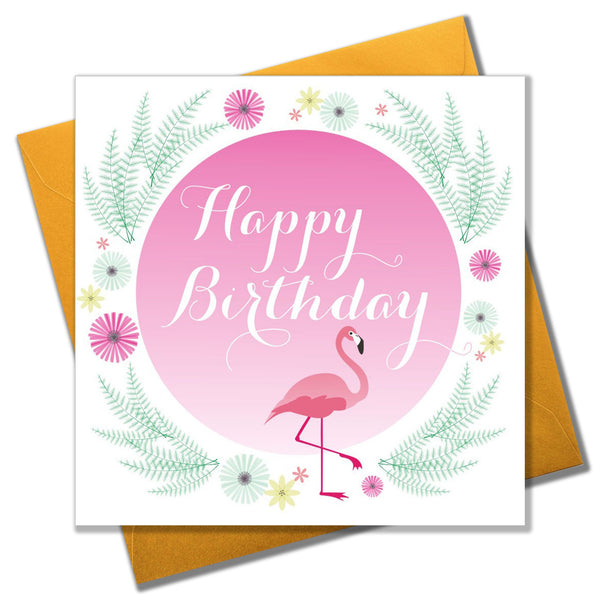 Birthday Card, Pink Flamingo, Happy Birthday